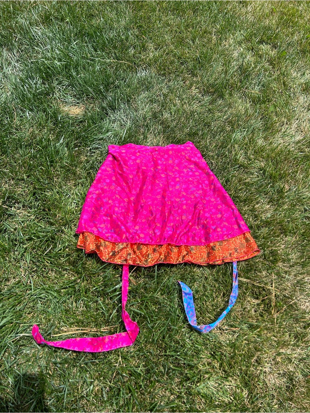 Wevez Silk Sari Reversible Wrap Skirt size small whimsy summer floral spring